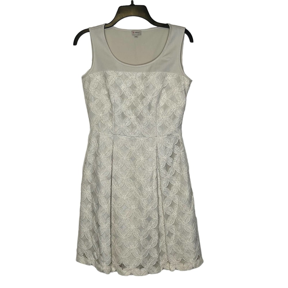 Daniel Cremieux Floral Lace Sleeveless Pleated Cocktail Dress 2 Women Cream NWT